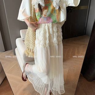 FEIMAO a字不规则伞裙设计感小众重工网纱裙子半身裙212 YIMAO