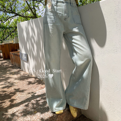 GS.GOOD START-户都两色入～夏季韩系时髦休闲直筒洗水牛仔裤D322