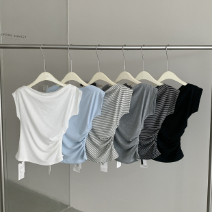 周末 夏款 抽褶荡领上衣短袖 BEFORE F7349 日落 T恤GT26X SUNSET