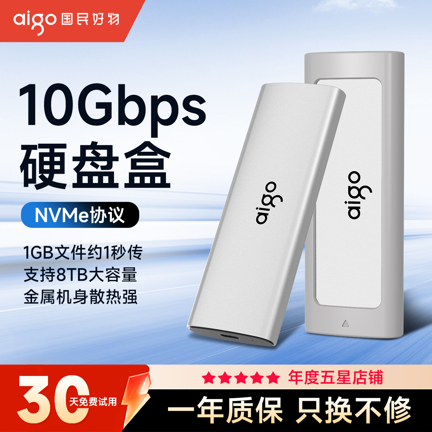 爱国者m.2固态硬盘盒子nvme读取通用ssd笔记本移动固态硬盘外接盒