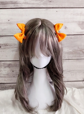 橙色立体蝴蝶结学生舞台表演对夹二次元洛丽塔发饰lolita应援发夹