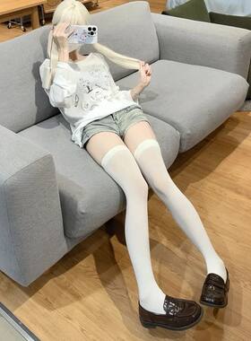 JK白色天鹅绒过膝袜日系高筒