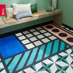 【餐桌茶几垫】认真 客厅餐厅地毯防滑防水可擦洗地垫 蒙德里安