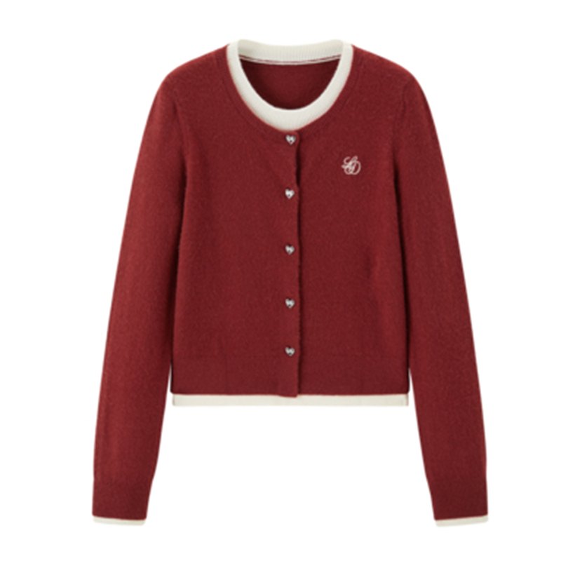 【商场同款】假两件线套衫24冬季新款甜美开衫针织毛衣C1EEE4312