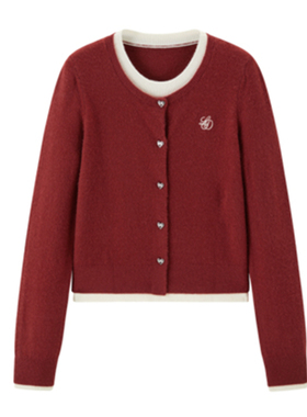 【商场同款】假两件线套衫24冬季新款甜美开衫针织毛衣C1EEE4312