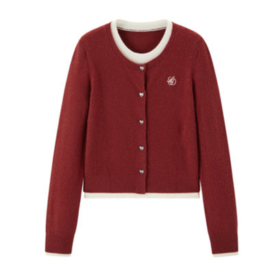 【商场同款】假两件线套衫24冬季新款甜美开衫针织毛衣C1EEE4312