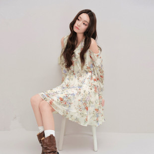 【商场同款】甜美碎花露肩连衣裙2025早秋新款宽松裙子C1FAF3108