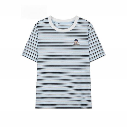 小熊女装26夏新款时尚舒适活力撞色条纹圆领短袖T恤学院风甜美