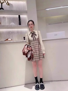 商场同款2022冬季新款甜美复古学院风假两件连衣裙女C1FAC4104