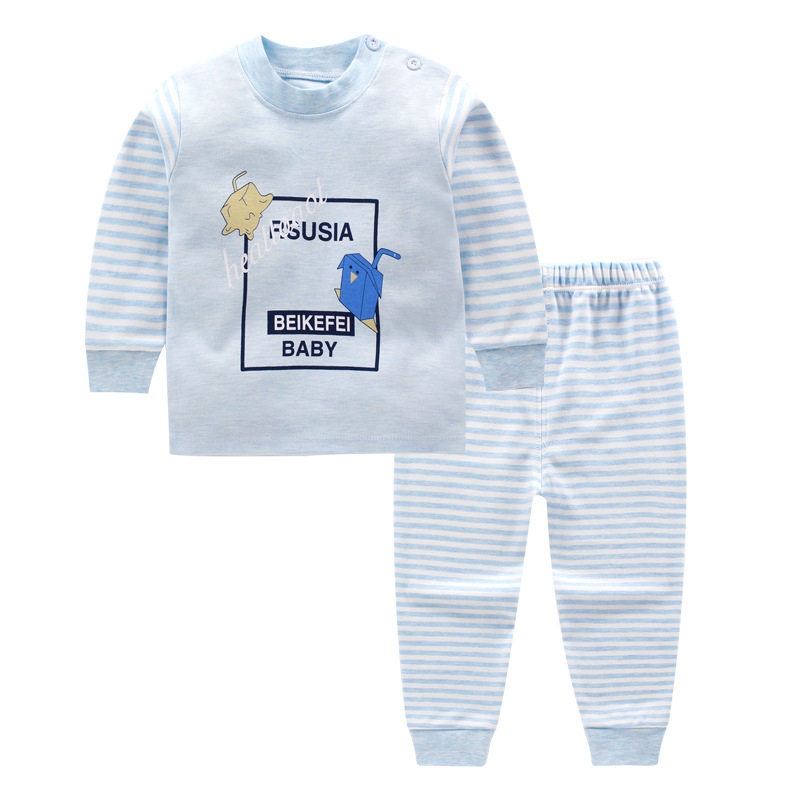 AUTUMN NEW STYLE CHILDRENS COLORED COTTON SUITS SOFT COLORED COTTON UNDERWEAR SUITS CHILDRENS AUTUMN CLOTHES AND LONG PANTS TWO-PIECE