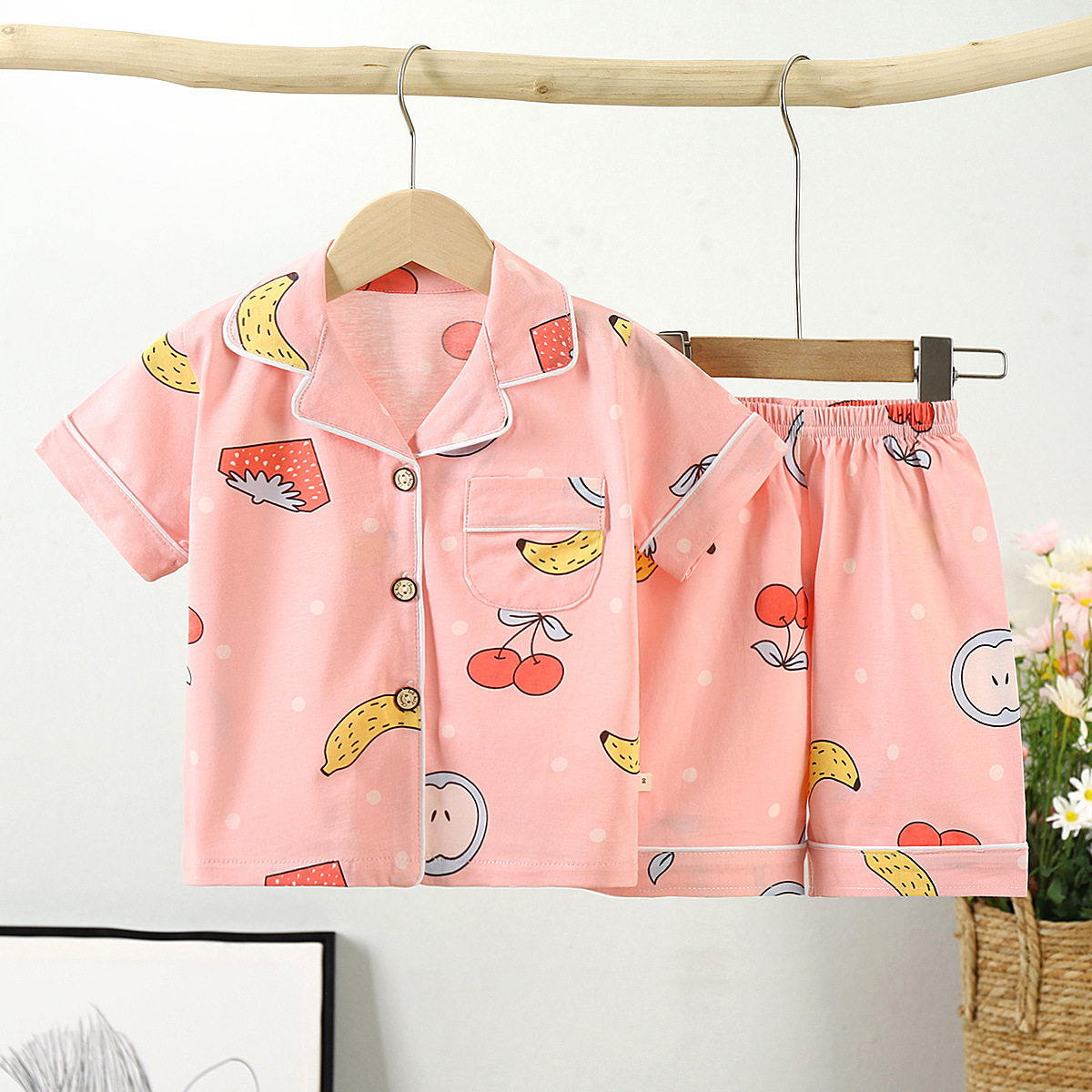 2023 SUMMER NEW CHILDRENS COTTON LOUNGEWEAR MIDDLE CHILDRENS PAJAMAS PAJAMAS SET BIG CHILDRENS FOLIO CASUAL TWO-PIECE SET