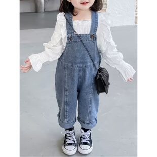 儿童背带裤春秋宽松可调节背带男童女童裤子休闲裤子外出宽松款