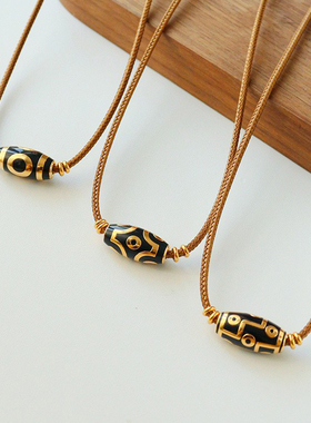 新款时尚简约九眼天珠项链轻奢高级感精致百搭气质可调节毛衣链女