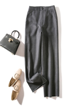 通勤气质灰色好品相有温度羊毛呢阔腿裤 保暖与风度兼顾休闲裤女