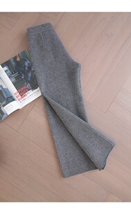 毛呢裤 日单 型优质双面呢人字纹提花休闲裤 版 女冬 高腰显瘦阔腿裤