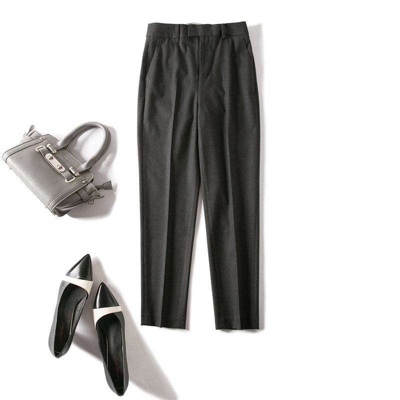 干练通勤 高温定型显瘦中缝双插口袋利落小直筒西裤休闲裤女秋冬