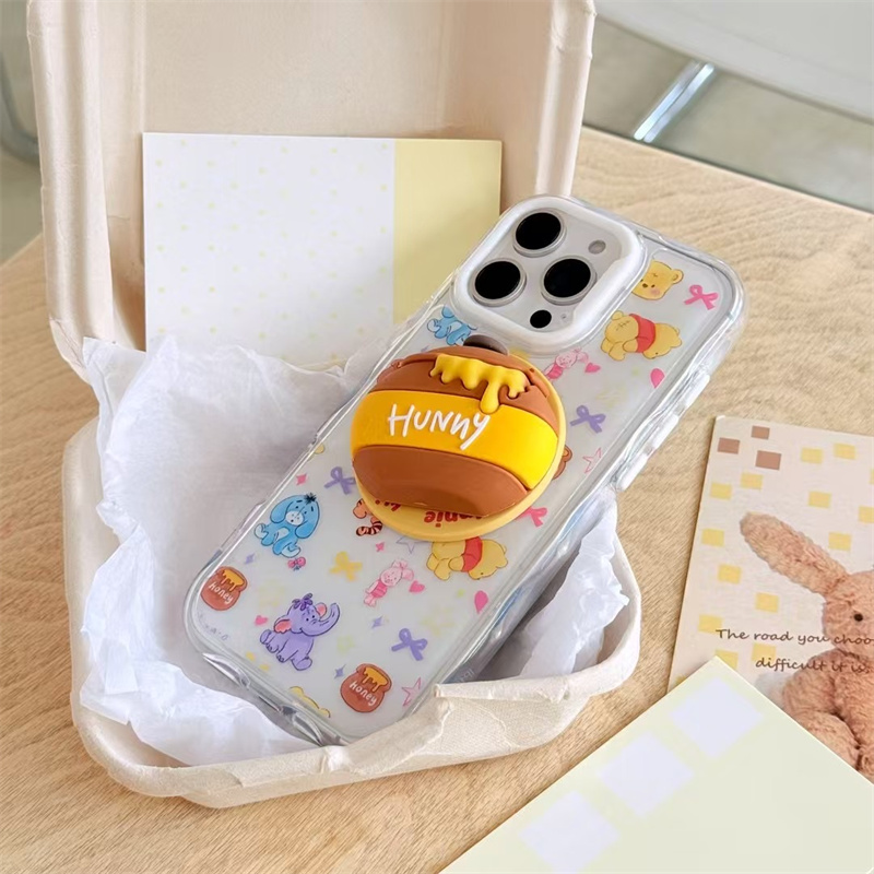 欧美超萌卡通蜜罐小熊适用苹果少女心16ProMax磁吸支架手机壳iPhone13Pro防摔15pro女款14promax高级感保护套