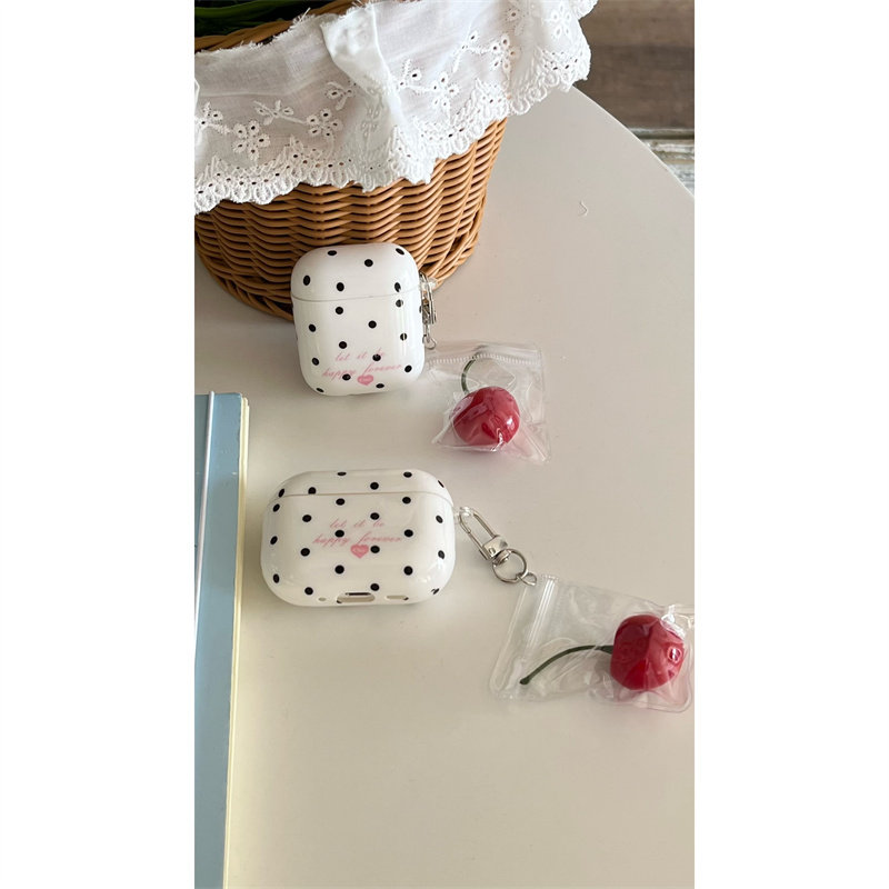 ins简约个性爱心波点苹果1蓝牙2代适用挂饰耳机壳airpods3女款pro2高级感airpods4代pro3代保护套