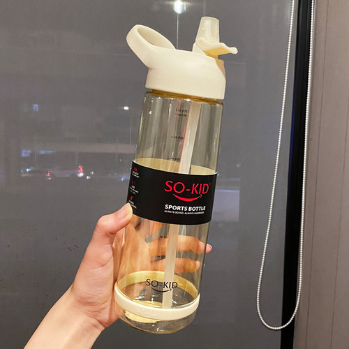 韩式1000ml大容量水杯女简约学生高颜值吸管杯子便携可爱网红同款