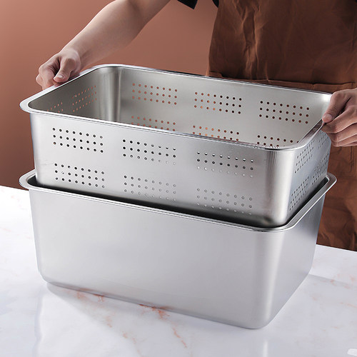 304食品级不锈钢冲孔沥水盆套装