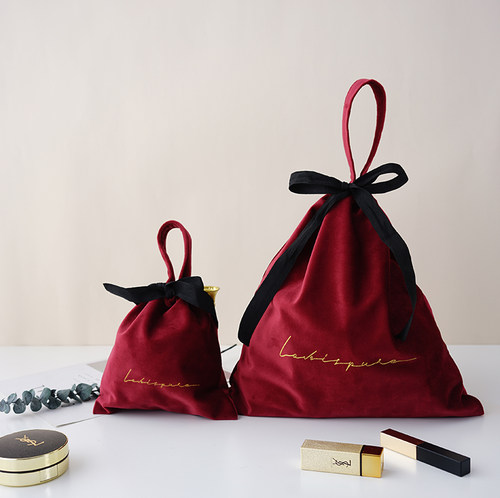 ins网红便携小号抽绳丝绒化妆包