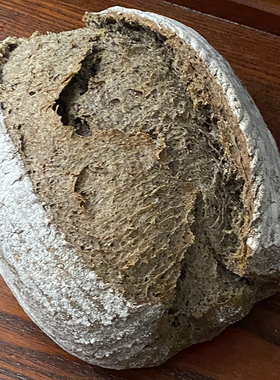 纯全麦欧包黑芝麻无加糖精无加油全麦硬欧