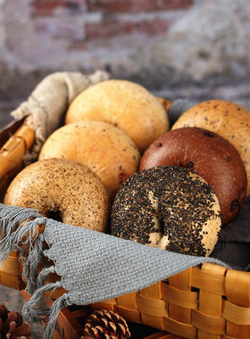 全麦贝果面包未加油轻糖粗粮三明治bagel黑芝麻贝果蓝莓