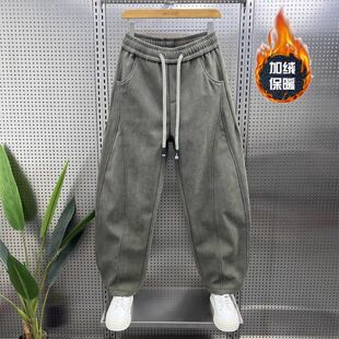 直筒阔腿裤 清仓捡漏2025秋冬新款 休闲裤 子男宽松工装 加绒灯芯绒裤