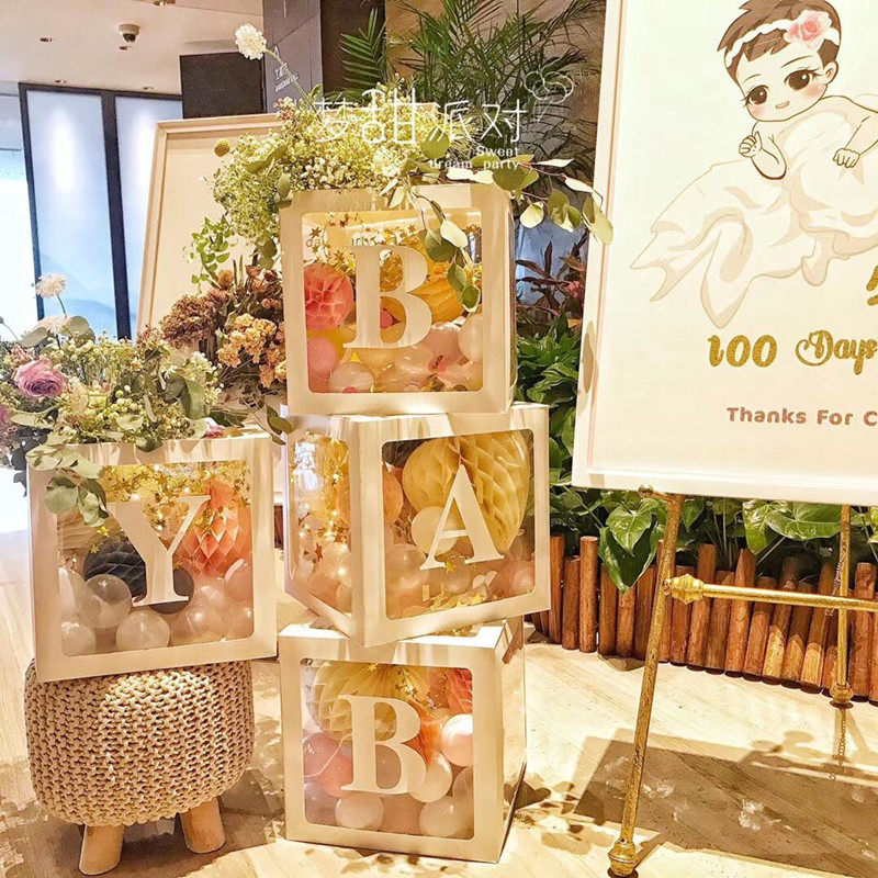 BABY LOVE气球盒新品网红透明盒子宝宝生日派对结婚婚房装饰布置