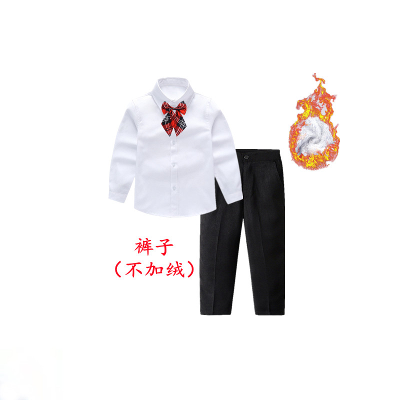 儿童白衬衫女童长袖黑裤中小童六一演出服白色衬衣套装小学生校服