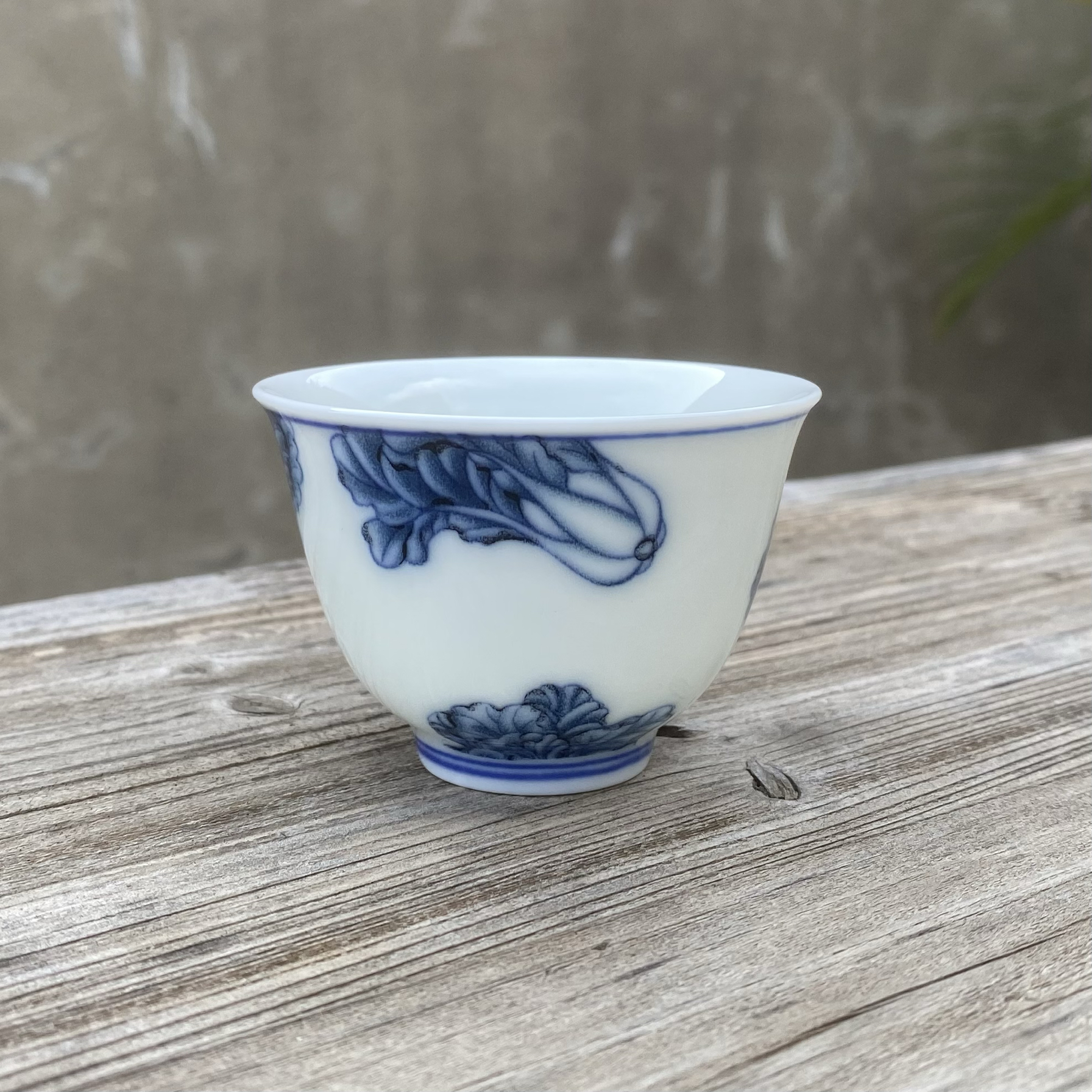 白菜茶杯陶瓷茶碗小号品茗杯功夫茶具客杯单个青花瓷釉下彩景德镇