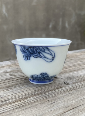 白菜茶杯陶瓷茶碗小号品茗杯功夫茶具客杯单个青花瓷釉下彩景德镇