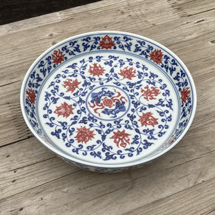 景德镇七丞堂青花釉里红缠枝莲壶承干泡台陶瓷茶承壶托养壶垫茶托