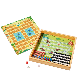 得力飞行棋五子棋儿童益智棋跳棋多合一多功能桌游版游戏棋类玩具