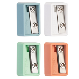 得力儿童大口径卷笔刀长刀片双孔削笔刀小学生专用小型大孔刨笔刀铅笔迷你削笔器美术生用文具用品可刻字