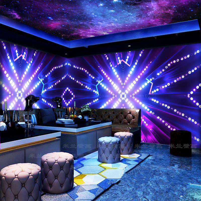 ktv包厢壁画歌厅背景墙纸3d立体装饰墙画网吧科技感壁纸酒吧墙布