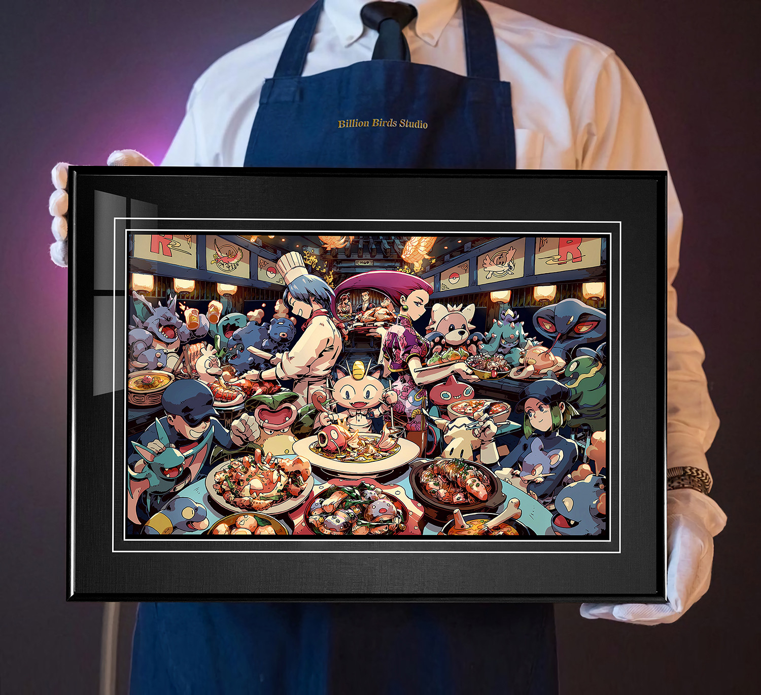 精灵宝可梦迷你丘喵喵果然翁火箭队装饰画