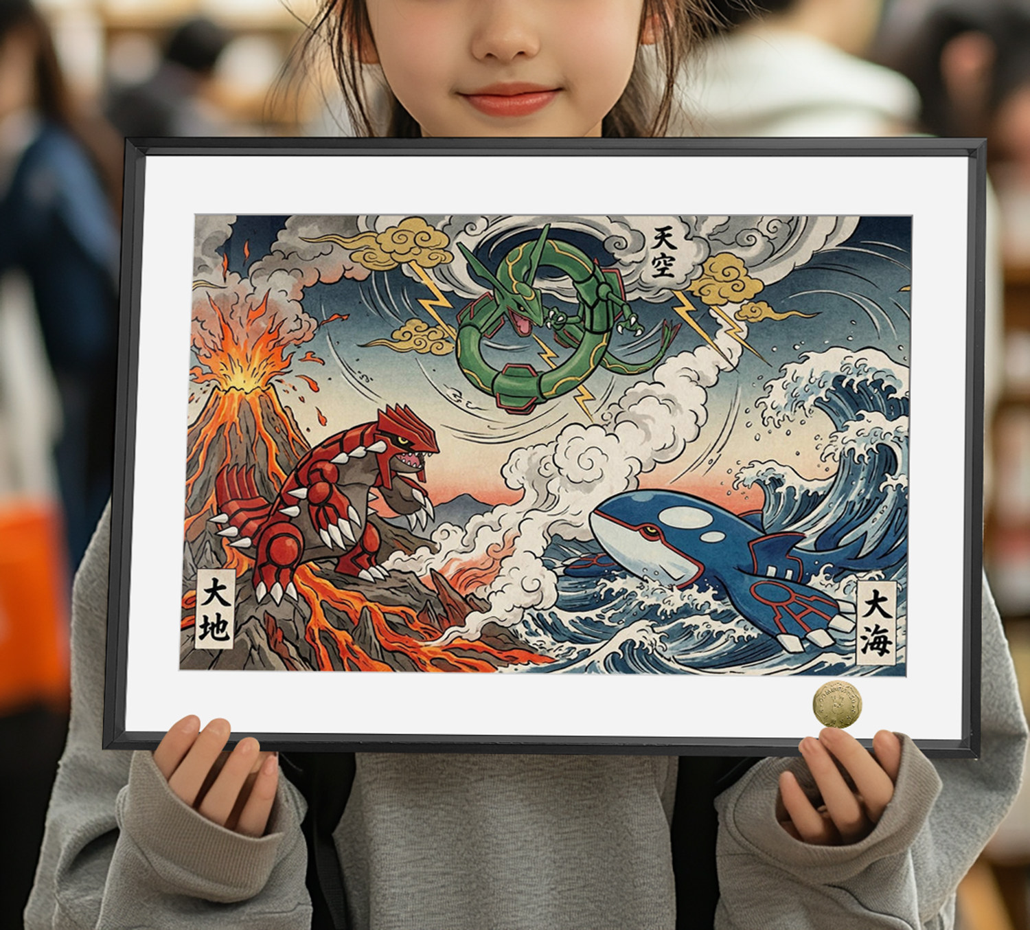 宝可梦丰缘三神固拉多盖欧卡烈空坐周边装饰画