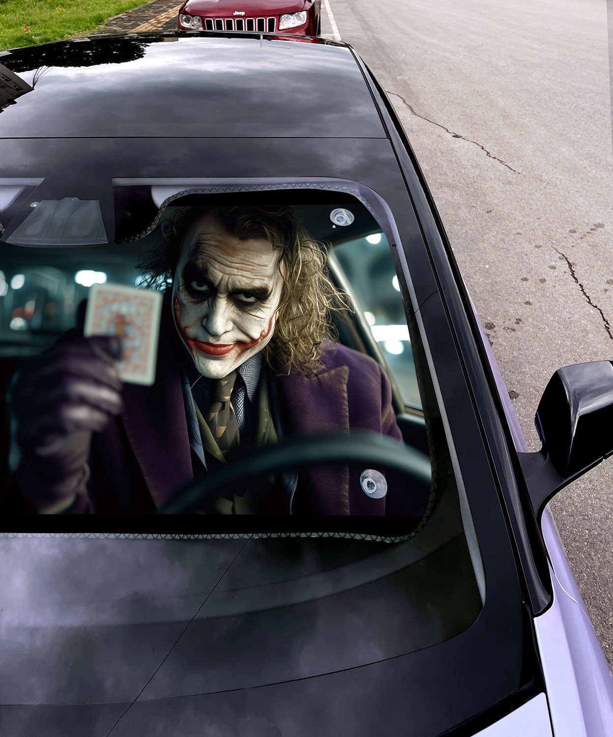 二次元汽车遮阳防晒前挡开车蝙蝠侠小丑黑暗骑士joker