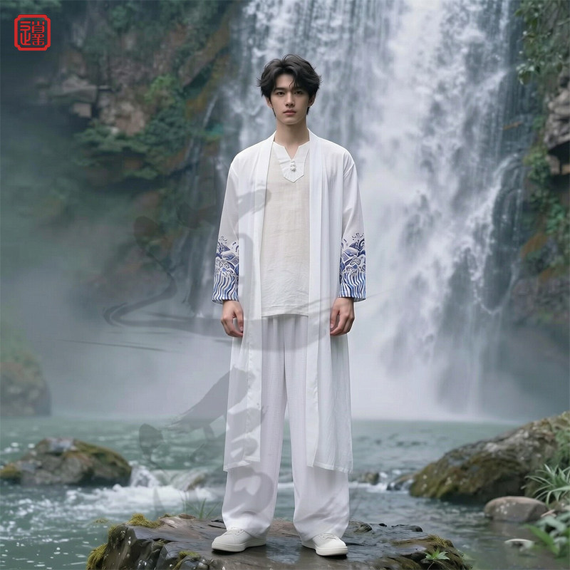 夏季薄纱印花仙气长款汉服开衫