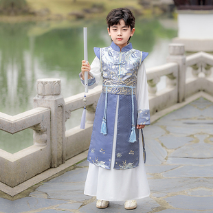 男童汉服2025春秋古装明制剑客风儿童演出服古风帅气中国风唐装