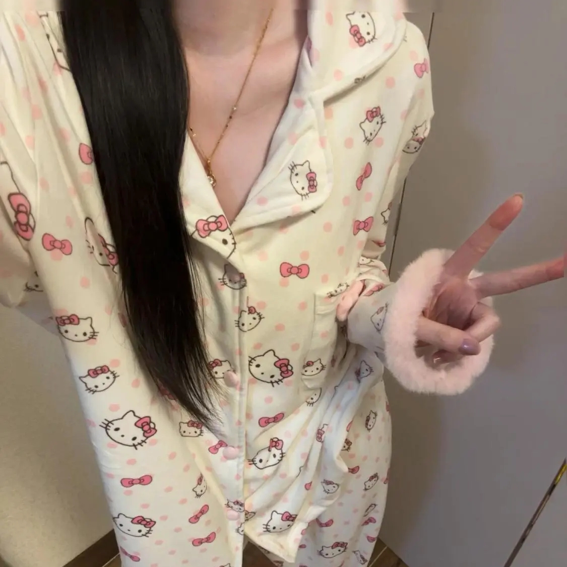 HelloKitty加厚德绒睡衣女秋冬款