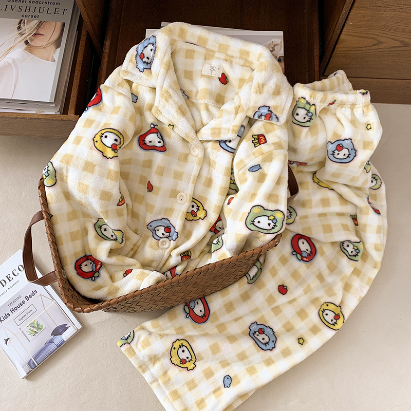 HelloKitty格子睡衣女款秋冬季