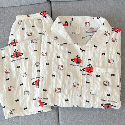 日系卡通HelloKitty云朵棉睡衣女春秋长袖学生宽松家居服两件套装