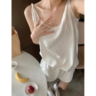 STUDIO 日系吊带甜美胸垫韩版 夏季 睡衣女简约无袖 宽松居服套装