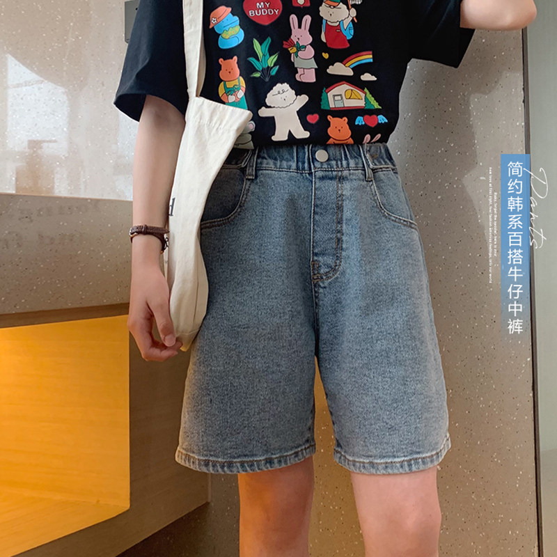 女童牛仔短裤夏装2025新款中大童韩版洋气宽松中裤薄款五分裤子潮