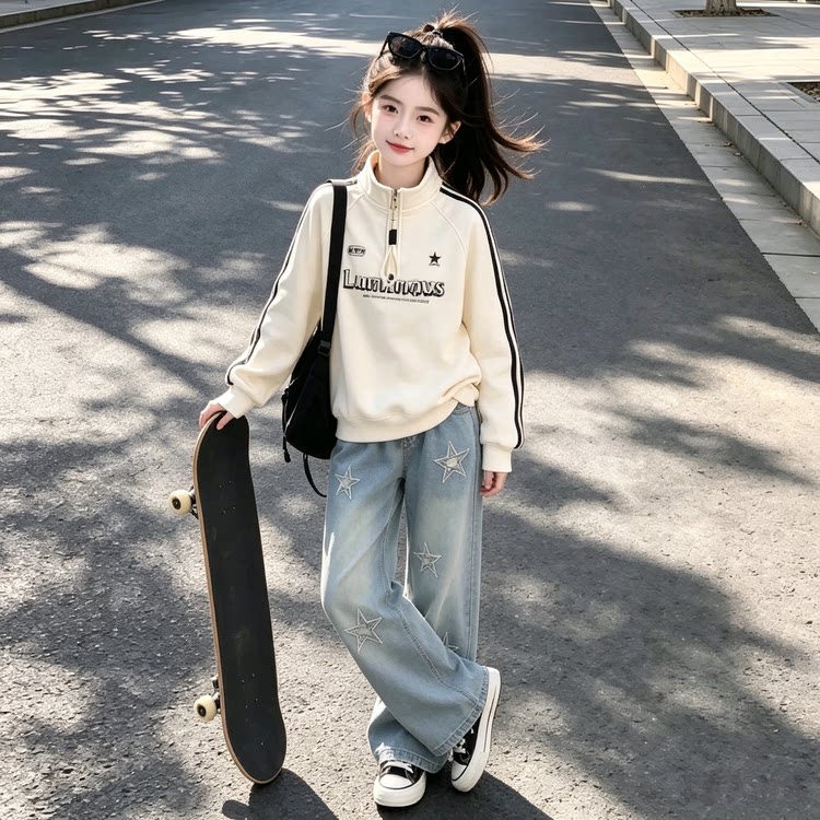 春季百搭字母印花卫衣套装女