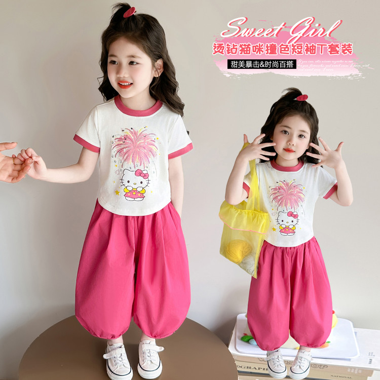 韩版女童HelloKitty短袖两件套