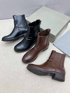 Eadie 中跟单鞋 2025新款 女休闲单鞋 真皮靴 真皮圆头平底单鞋 Blair