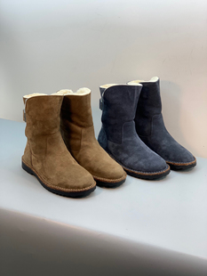 小皮鞋 Blair 复古棕做乐福鞋 2025新款 皮毛一体毛毛靴 Eadie